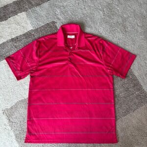 Grand Slam Performance Mens‎ XL Golf Polo Shirt Pink Striped Short Sleeve Mesh